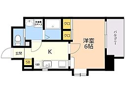 サヴォイエクセルシオール 1Kの間取図画像