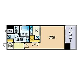 アソシアグロッツォ博多 1Kの間取図画像