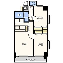 クリエート住吉 2LDKの間取図画像