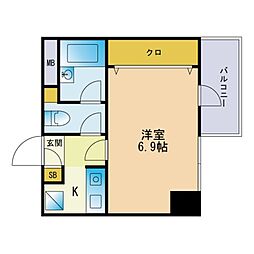 ピュアドームフローリオ博多 1Kの間取図画像
