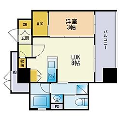 エンクレスト博多THETIME 1LDKの間取図画像