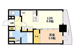 パークアクシス博多 1LDKの間取図画像