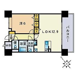 キルンズ博多駅南 1LDKの間取図画像