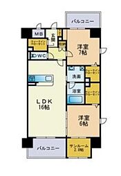 ラ・シルフィード博多駅南 2LDKの間取図画像