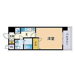 ピュアドーム博多エッセンシア 1Kの間取図画像