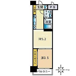 アリビオ美野島 2Kの間取図画像