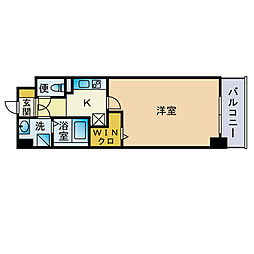 ＬＵＸＣＡＳ　ＦＵＫＵＯＫＡ　ＥＡＳＴ 4階1Kの間取り