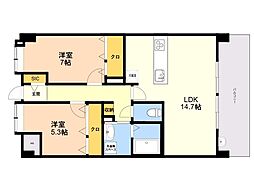 (仮称)プラトウズ仲原 405 4階2LDKの間取り