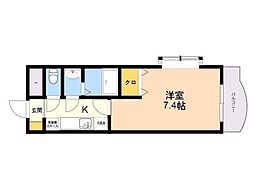 カルフール吉塚 2階1Kの間取り