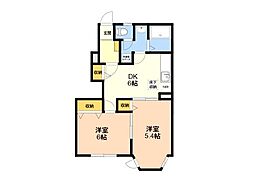 サニーハイツ 1階2DKの間取り