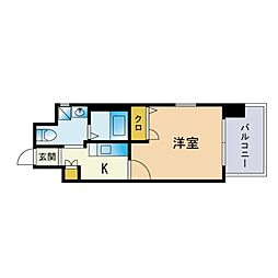 レジデンシャルヒルズ博多東 1Kの間取図画像