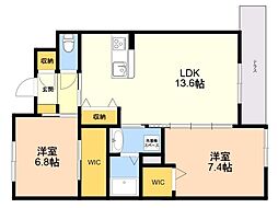 Sun Pearl Hills 2LDKの間取図画像