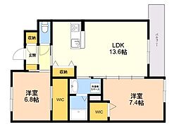 Sun Pearl Hills 2LDKの間取図画像