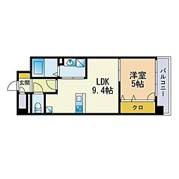 Aden箱崎駅前 1LDKの間取図画像