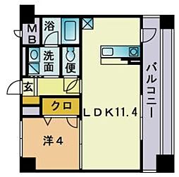 Aden箱崎駅前 1LDKの間取図画像