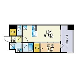 エンクレスト博多イーストパーク 1LDKの間取図画像