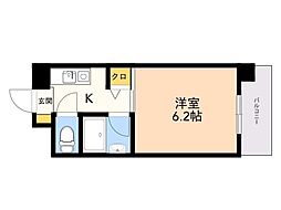 アバンダント21 1Kの間取図画像