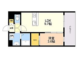 LIBTH箱崎プレミアム 1LDKの間取図画像
