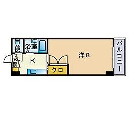 OAKVILLAHAKATAEAST2 1Kの間取図画像