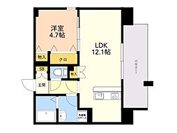 LIBTH県庁前 1LDKの間取図画像