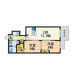 グランディール 2LDKの間取図画像