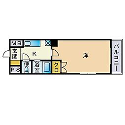 リファレンス県庁口 1Kの間取図画像