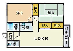 レイクサイドハイツ 2LDKの間取図画像