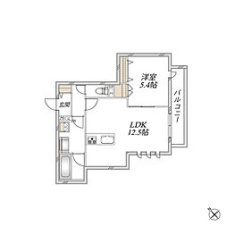 ヴィブレイン博多 1LDKの間取図画像