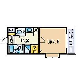 プレデュ・パルク壱番館 1Kの間取図画像