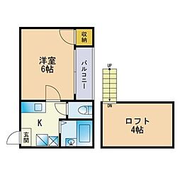 オレンジハイツ 1Kの間取図画像