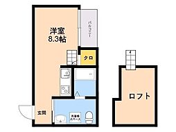 ドリームウッズ箱崎 ワンルームの間取図画像