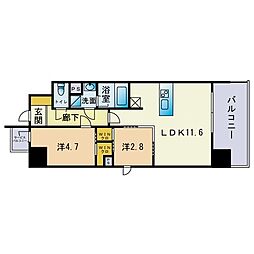 AIFLAT吉塚駅前 2LDKの間取図画像