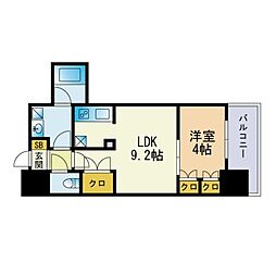 RJRプレシア吉塚駅前2 1LDKの間取図画像
