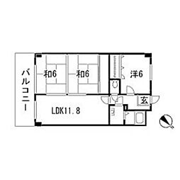 グランデージ箱崎 3LDKの間取図画像