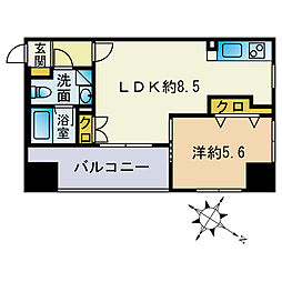 エフパルク県庁前 1LDKの間取図画像