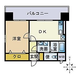 サンネストピア箱崎駅前 1DKの間取図画像