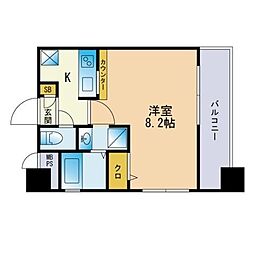 エンクレスト吉塚 1Kの間取図画像