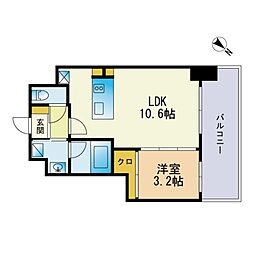 ビエネスタ千代県庁口 1LDKの間取図画像