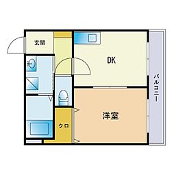 レフィナードビラージュ 1DKの間取図画像