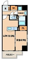 ドムール県庁前 1LDKの間取図画像