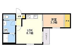BRANDNEWDAY箱崎 1LDKの間取図画像