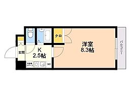クリムゾン博多 1Kの間取図画像