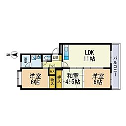 エルデ塩浜 4階3LDKの間取り