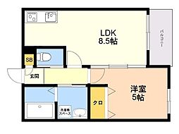 ＰＨＯＥＮＩＸ香椎駅前 2階1LDKの間取り