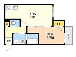 ＰＨＯＥＮＩＸ香椎駅前 3階1LDKの間取り