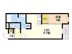 ＰＨＯＥＮＩＸ千早 4階1LDKの間取り