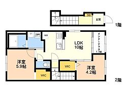 グランノアール青葉 2階2LDKの間取り