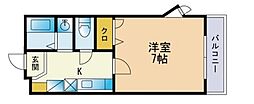 さくら館 2階1Kの間取り