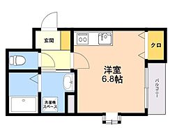 グランドセントラル香椎 2階ワンルームの間取り