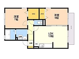 リビングタウン新宮　Ｂ棟 1階2LDKの間取り